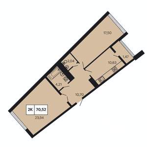 2-к квартира, вторичка, 71м2, 8/10 этаж