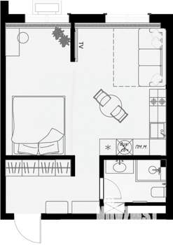 1-к квартира, вторичка, 39м2, 4/7 этаж