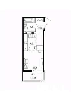 Студия квартира, вторичка, 25м2, 3/17 этаж