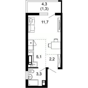 1-к квартира, вторичка, 24м2, 16/17 этаж