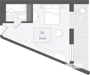 1-к квартира, вторичка, 35м2, 8/10 этаж