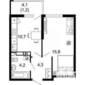 1-к квартира, вторичка, 36м2, 11/17 этаж