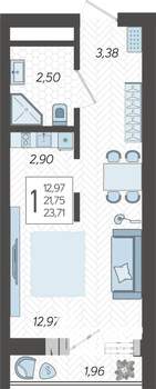Студия квартира, строящийся дом, 24м2, 15/19 этаж