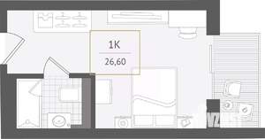 1-к квартира, вторичка, 27м2, 8/10 этаж