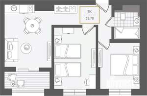 3-к квартира, вторичка, 54м2, 10/10 этаж