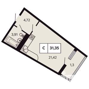 Студия квартира, вторичка, 31м2, 7/9 этаж