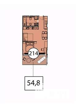 1-к квартира, вторичка, 55м2, 5/9 этаж