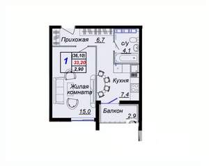 1-к квартира, вторичка, 36м2, 12/16 этаж