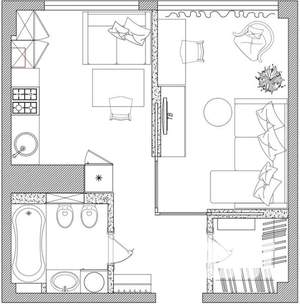 1-к квартира, вторичка, 42м2, 2/5 этаж