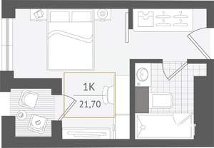 1-к квартира, вторичка, 22м2, 4/10 этаж