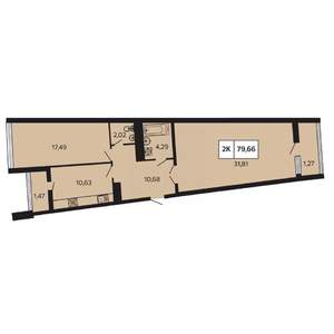 2-к квартира, вторичка, 80м2, 7/9 этаж