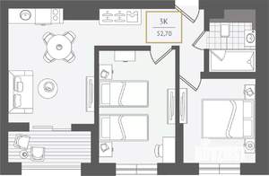 3-к квартира, вторичка, 54м2, 5/10 этаж