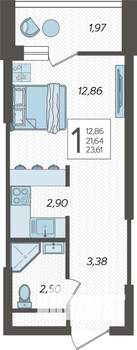 Студия квартира, вторичка, 24м2, 16/19 этаж