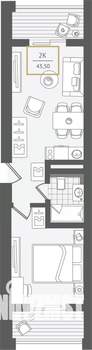 2-к квартира, вторичка, 44м2, 10/10 этаж