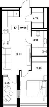 2-к квартира, вторичка, 41м2, 6/16 этаж