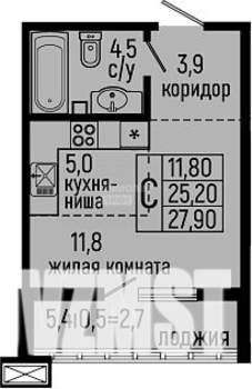 1-к квартира, вторичка, 28м2, 5/12 этаж