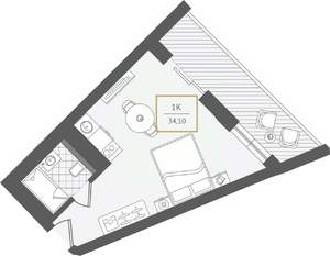 1-к квартира, вторичка, 36м2, 10/10 этаж