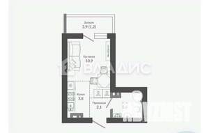 Студия квартира, вторичка, 25м2, 1/12 этаж