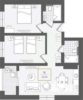 3-к квартира, вторичка, 62м2, 10/10 этаж
