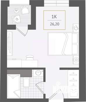1-к квартира, вторичка, 26м2, 7/10 этаж