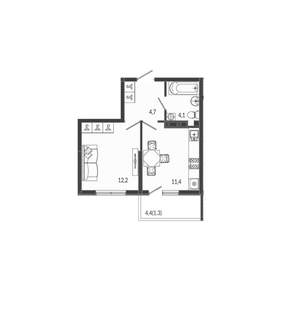 1-к квартира, вторичка, 34м2, 12/12 этаж