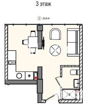 1-к квартира, вторичка, 24м2, 3/5 этаж