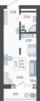 Студия квартира, вторичка, 24м2, 9/19 этаж