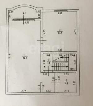 1-к квартира, вторичка, 60м2, 2/3 этаж