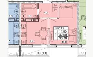 2-к квартира, вторичка, 33м2, 2/17 этаж