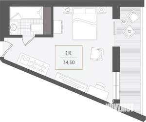 1-к квартира, вторичка, 35м2, 7/10 этаж