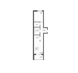 2-к квартира, строящийся дом, 50м2, 1/19 этаж