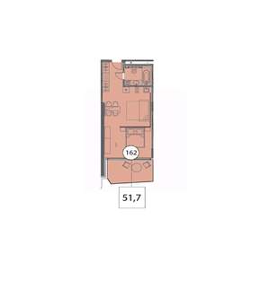 1-к квартира, вторичка, 52м2, 7/9 этаж
