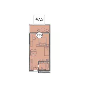 1-к квартира, вторичка, 48м2, 6/9 этаж