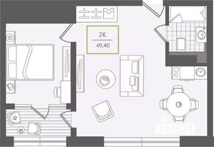 2-к квартира, вторичка, 50м2, 2/10 этаж