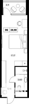 1-к квартира, строящийся дом, 29м2, 2/8 этаж