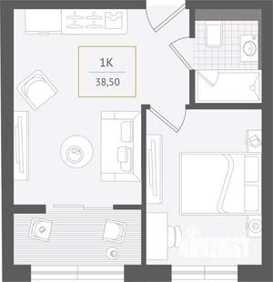 1-к квартира, вторичка, 39м2, 2/10 этаж