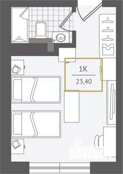 1-к квартира, вторичка, 24м2, 2/10 этаж