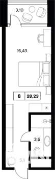 1-к квартира, вторичка, 28м2, 6/16 этаж