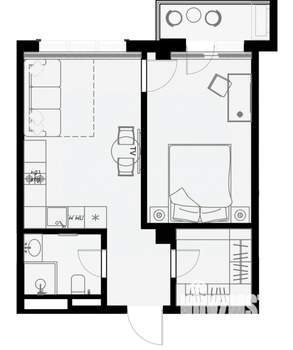 1-к квартира, вторичка, 45м2, 6/7 этаж