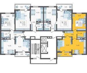 2-к квартира, строящийся дом, 60м2, 9/16 этаж