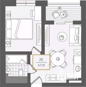 2-к квартира, вторичка, 38м2, 3/10 этаж