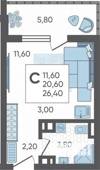Студия квартира, вторичка, 26м2, 8/10 этаж