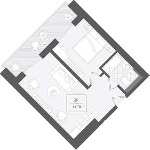 2-к квартира, вторичка, 45м2, 4/10 этаж