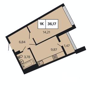 1-к квартира, вторичка, 36м2, 8/10 этаж