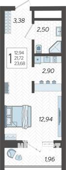 Студия квартира, строящийся дом, 24м2, 18/19 этаж