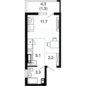 1-к квартира, вторичка, 24м2, 9/17 этаж