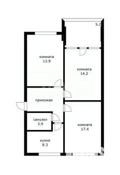 3-к квартира, вторичка, 66м2, 3/5 этаж