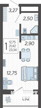Студия квартира, вторичка, 23м2, 2/19 этаж