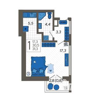 Студия квартира, вторичка, 38м2, 2/12 этаж