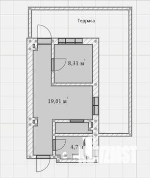 2-к квартира, вторичка, 36м2, 1/4 этаж